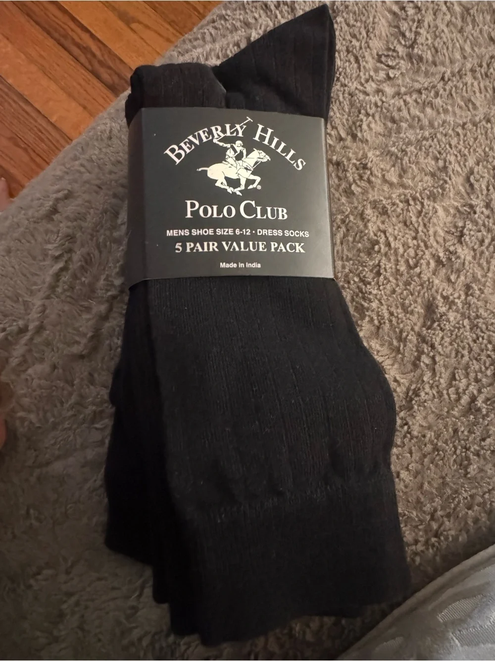 Beverly Hills Polo Club Black Ribbed Dress Socks - 5 Pair Pack